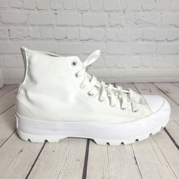 Converse Chuck Taylor All Star Lugged High White Platform Shoes Womens Size 11 - Picture 3 of 9